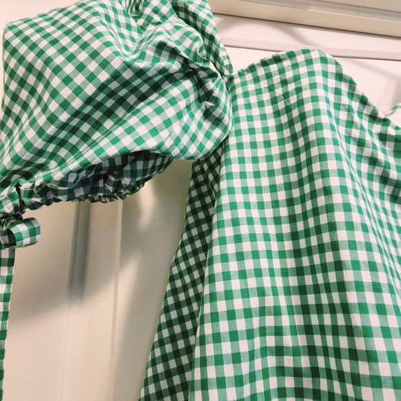 CAROLINE CONSTAS Off shoulder Gingham print top - Picture 3 of 5
